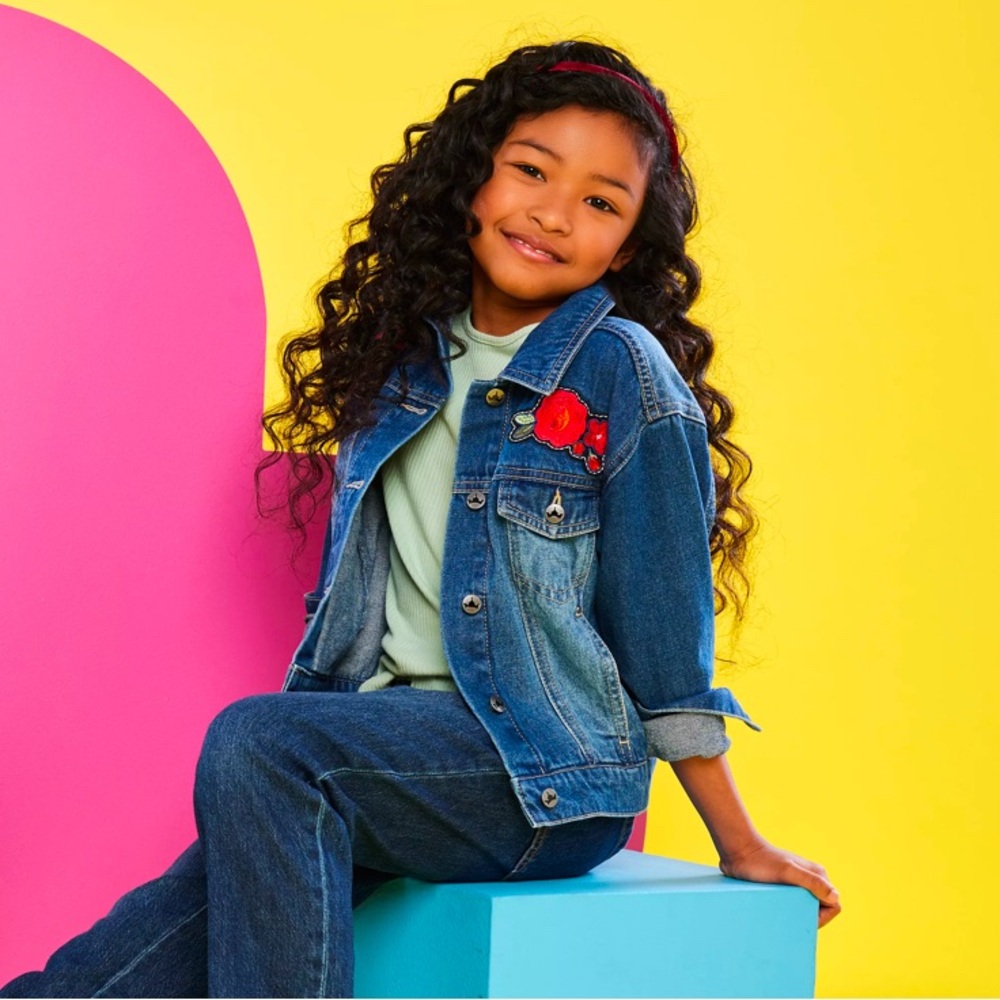 Disney store ily 4ever girls Belle denim jacket size 7/8 EUC! - Picture 2 of 12